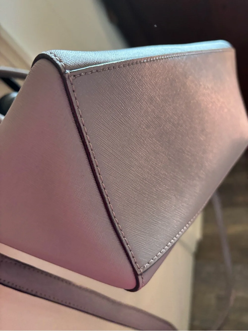 kate spade Gray Dome Satchel with Removable Strap and Gold Hardware